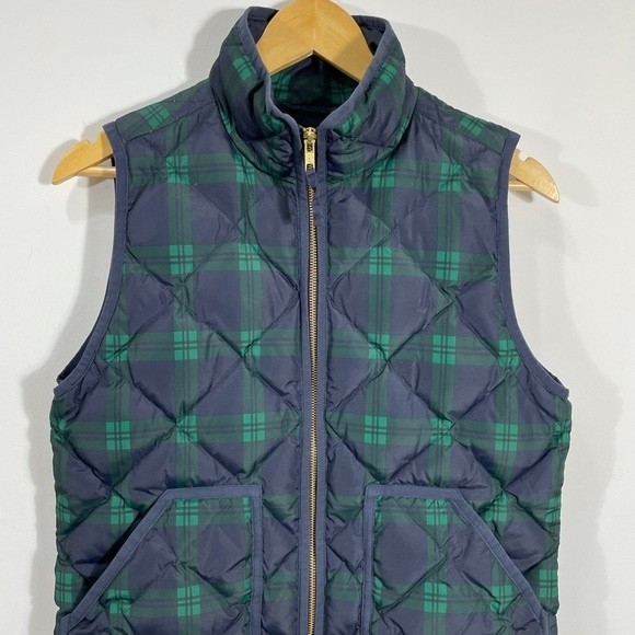 J. CREW Plaid Print Quilted Puffer Vest - Picture 4 of 9